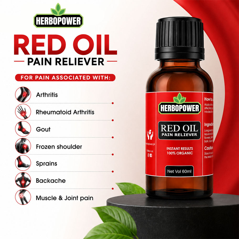 HERBOPOWER Red Oil – Herbal Pain Relief Oil (60ml) - Buy 1 get 1 Free Offer