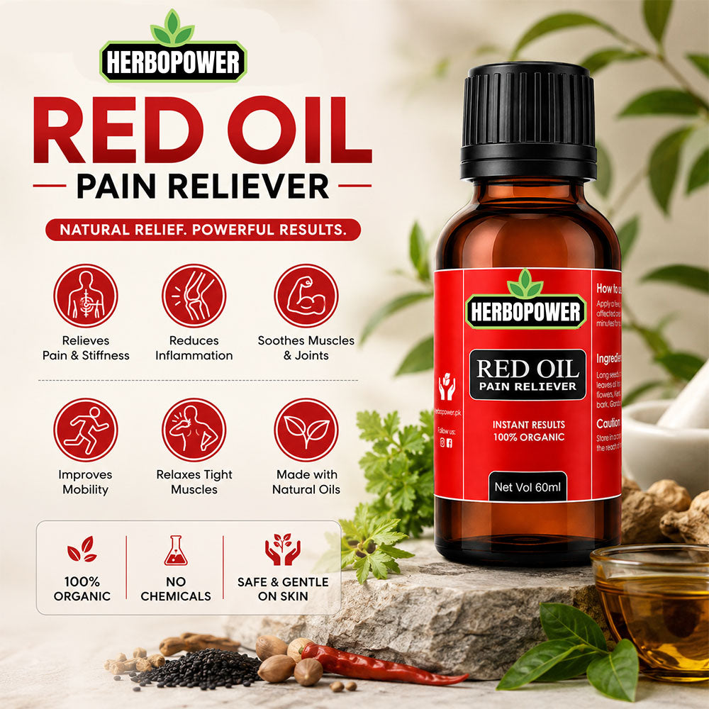 HERBOPOWER Red Oil – Herbal Pain Relief Oil (60ml) - Buy 1 get 1 Free Offer
